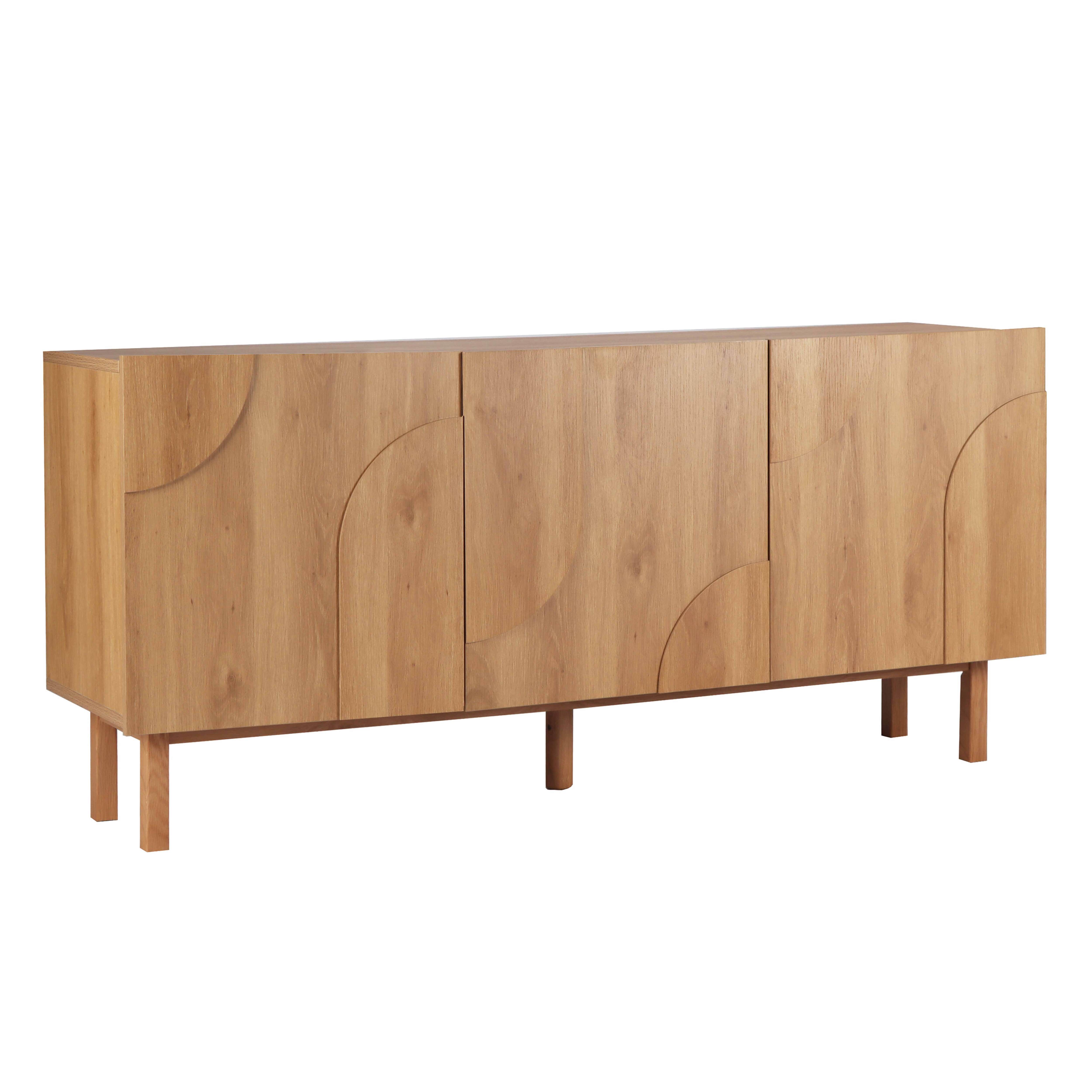 Buffet 3 portes en mélaminé 160 cm effet bois - 2