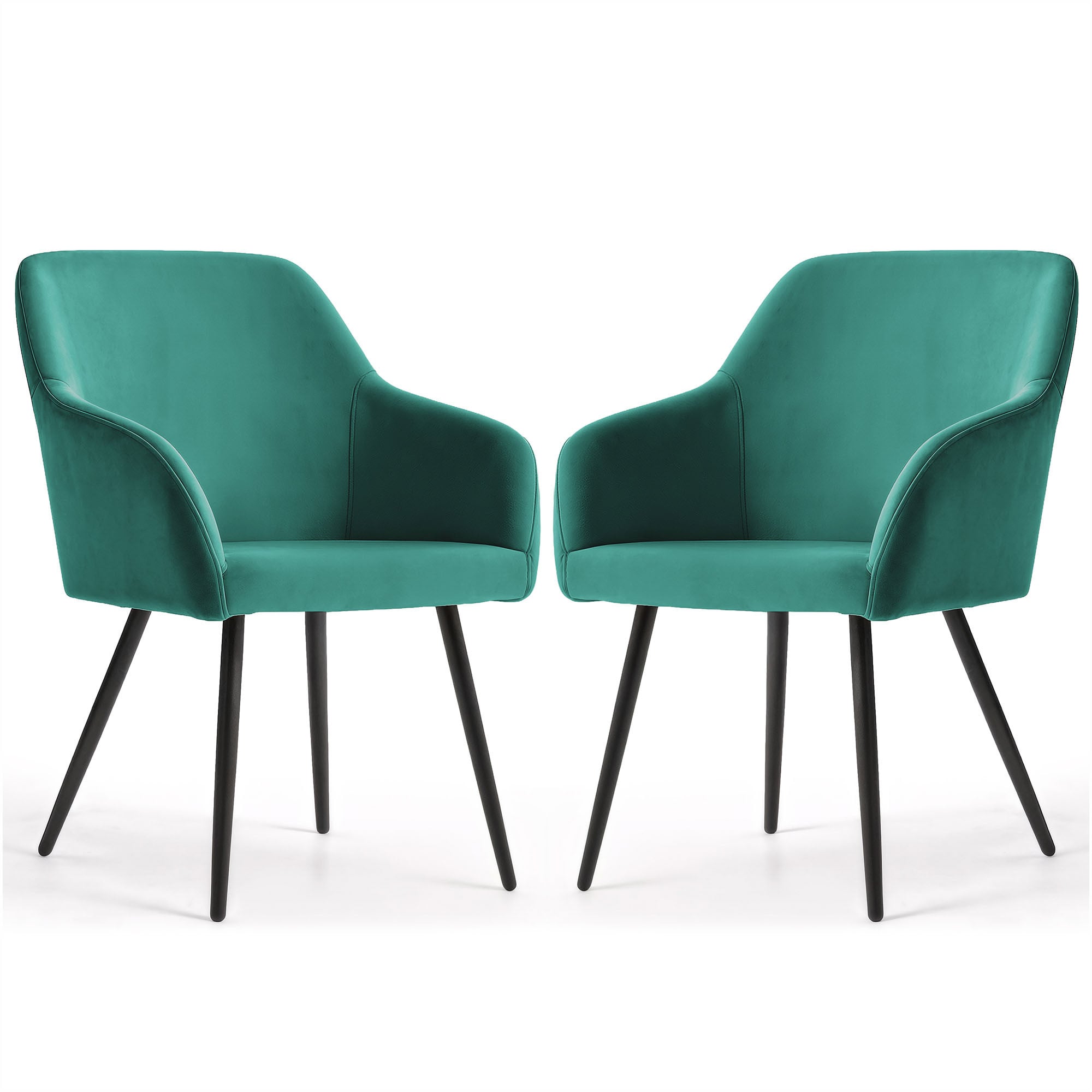 2x Welurowe krzesło tapicerowane gładkie Butelkowa Zieleń ESTELLE Czarne nogi