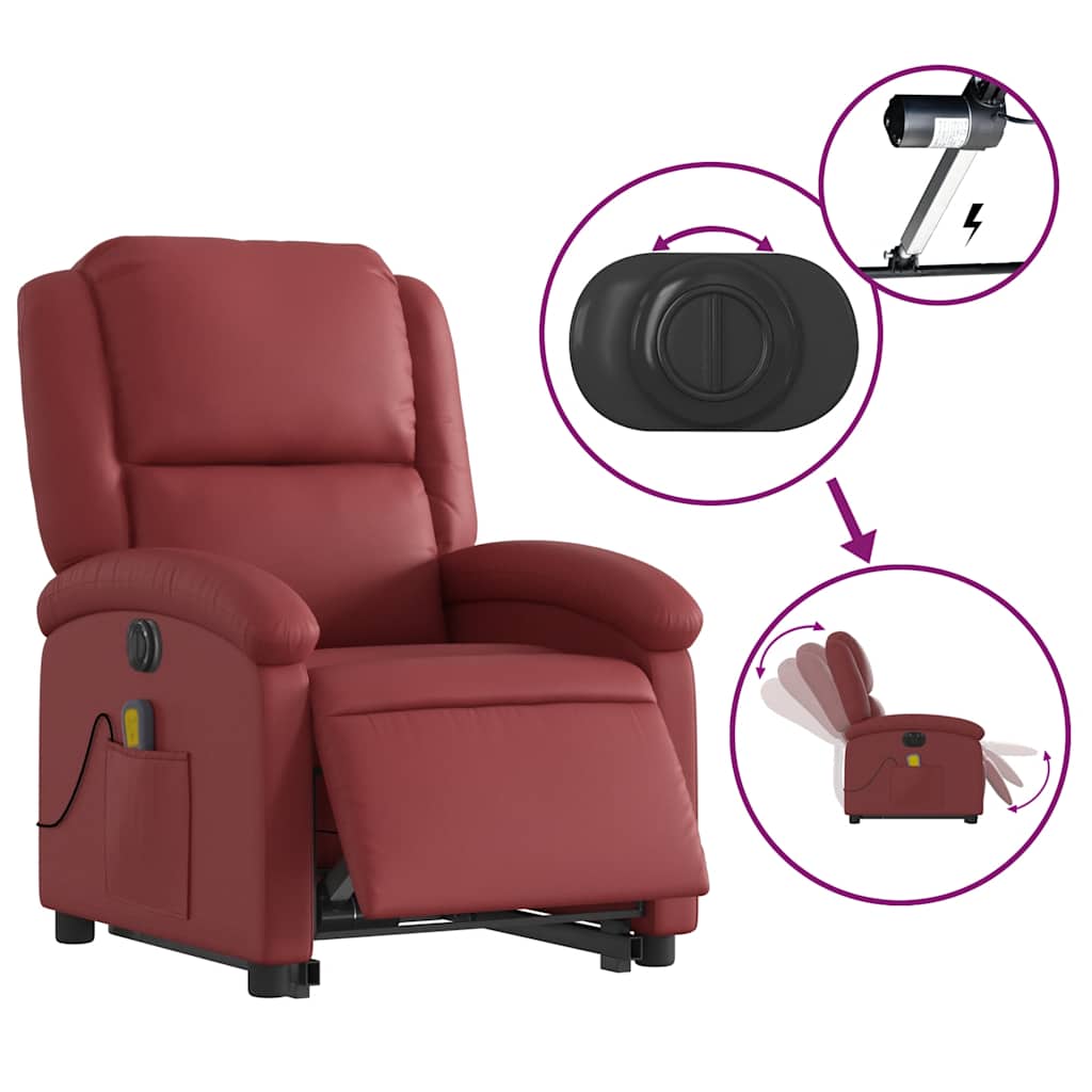 Fauteuil inclinable de massage électrique rouge bordeaux pour le salon - 6