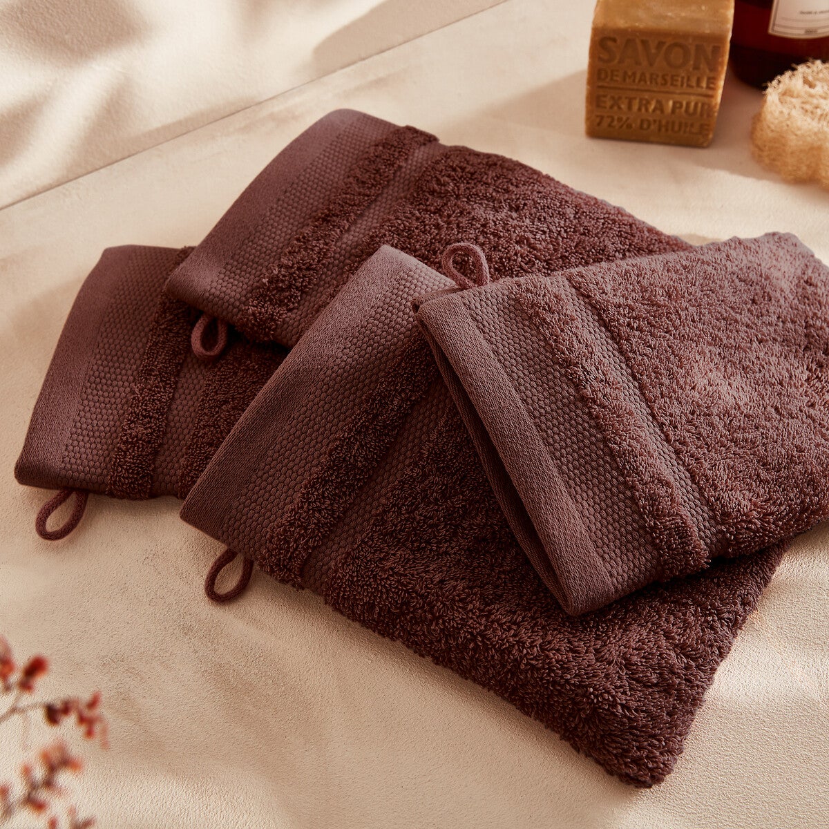 Lot de 4 Gants de Toilette - 20x15 - Anthracite