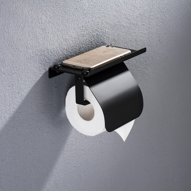 Uchwyt na papier toaletowy ze stali nierdzewnej, 1-częściowy uchwyt na papier toaletowy szczotkowany, uchwyt na papier toaletowy, z półką na telefon