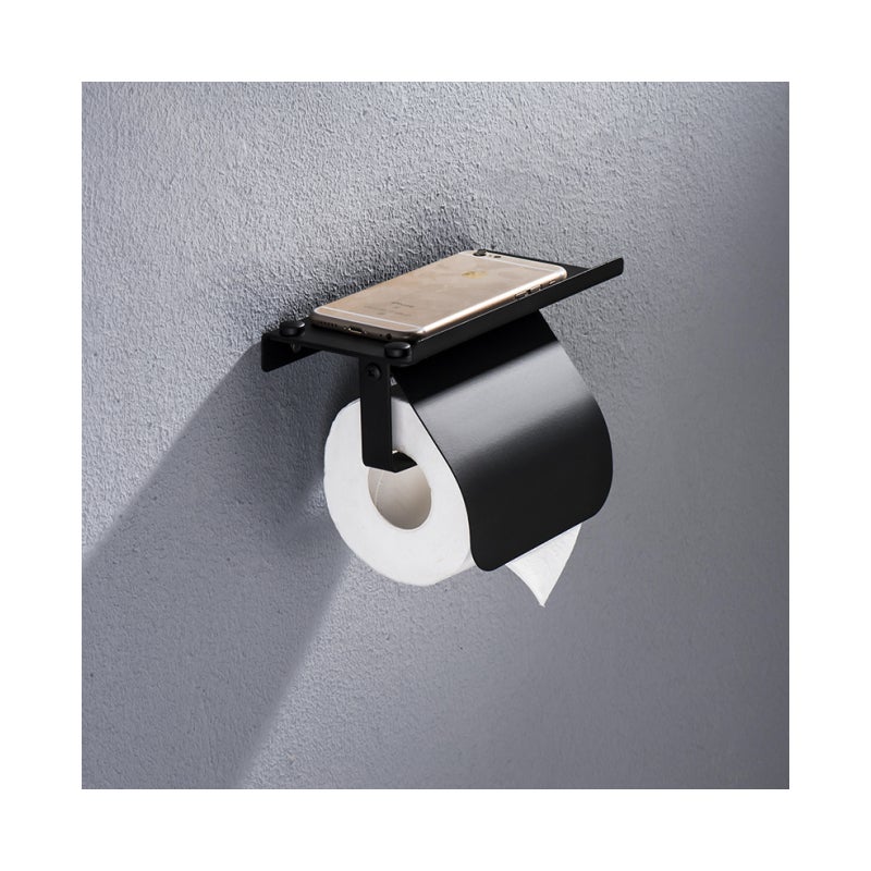 Uchwyt na papier toaletowy ze stali nierdzewnej, 1-częściowy uchwyt na papier toaletowy szczotkowany, uchwyt na papier toaletowy, z półką na telefon