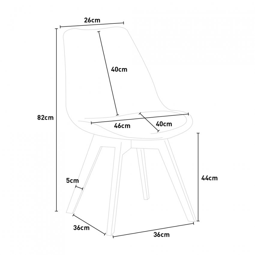 Sedia design nordico legno e tessuto e cuscino cucina bar ristorante Dolphin - Patchwork 3 - 6