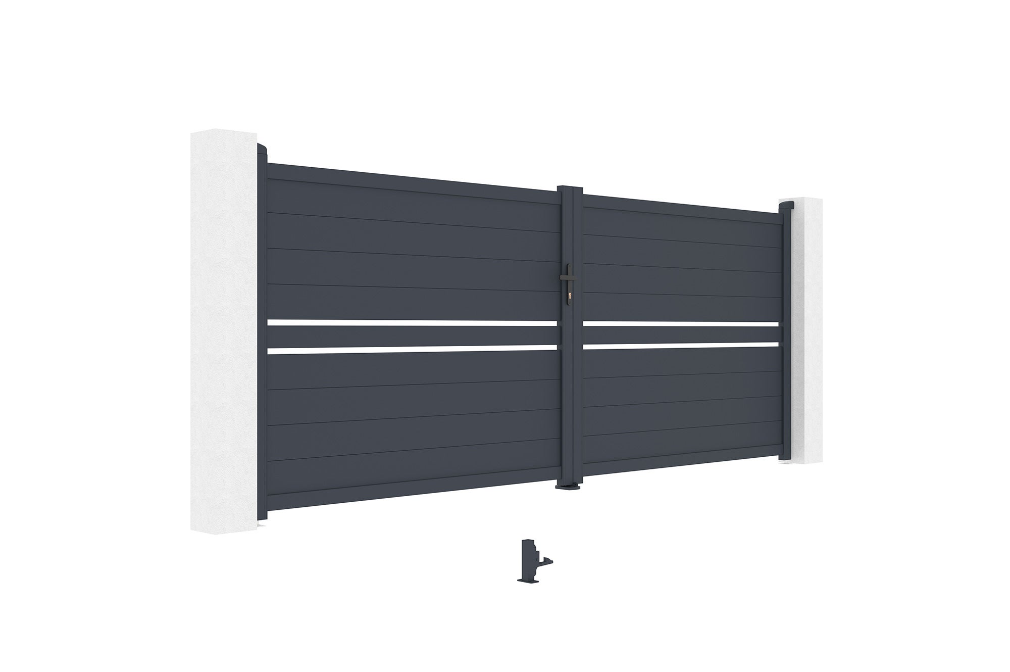 Portail battant 4m CIMONE H.160 aluminium gris - 9