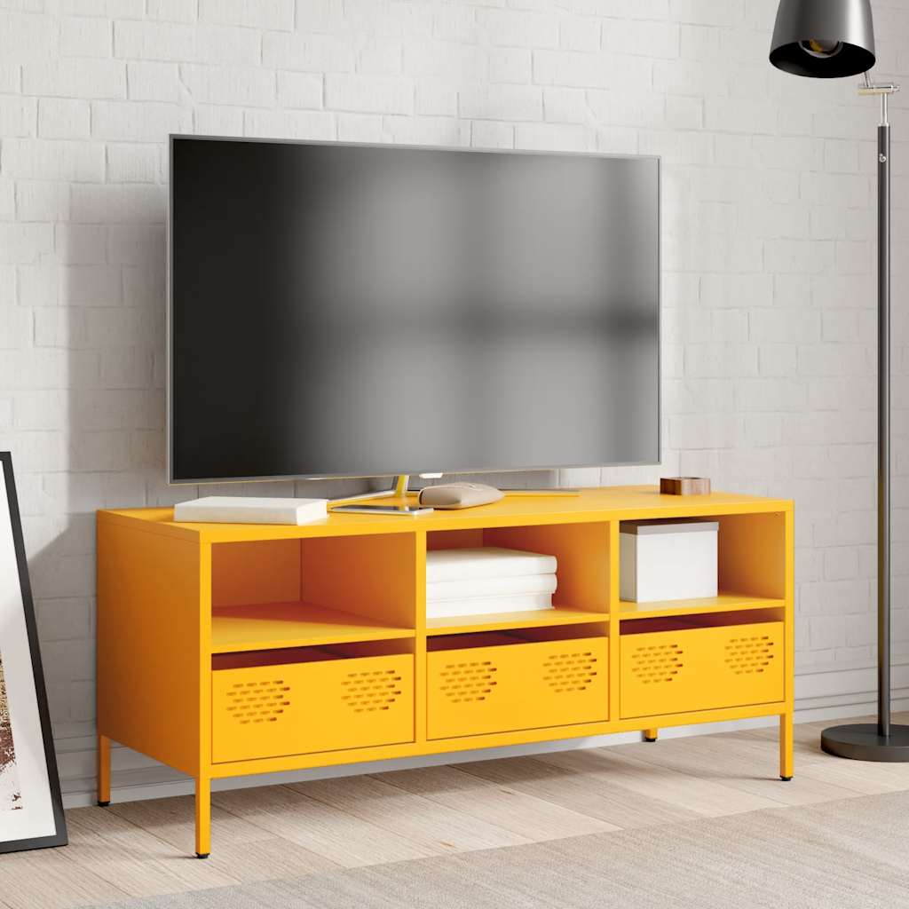 Móvel TV | Armário de TV 101 | 5x39x43 | 5 cm aço laminado a frio amarelo mostarda CFW55922 - 3