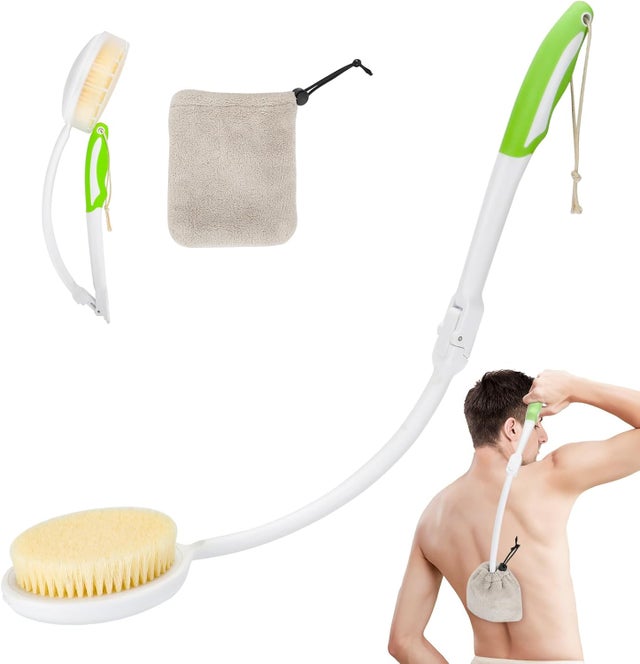 Brosse Dos Douche, Brosse pour le dos Douche, 60cm Brosse dos Douche Long Manche, Brosse pour le Dos, Brosse Douche dos Amovible Pour Personnes âgées