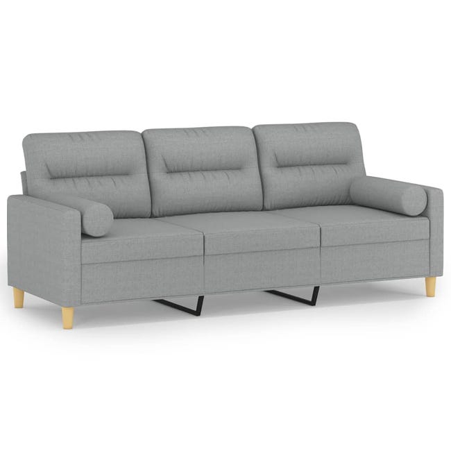 Canapé à 3 places 180 x 65 x 76 cm Gris clair-ASH7038728201785 Canapé à 3 places 180 x 65 x 76 cm Gris clair-ASH7038728201785