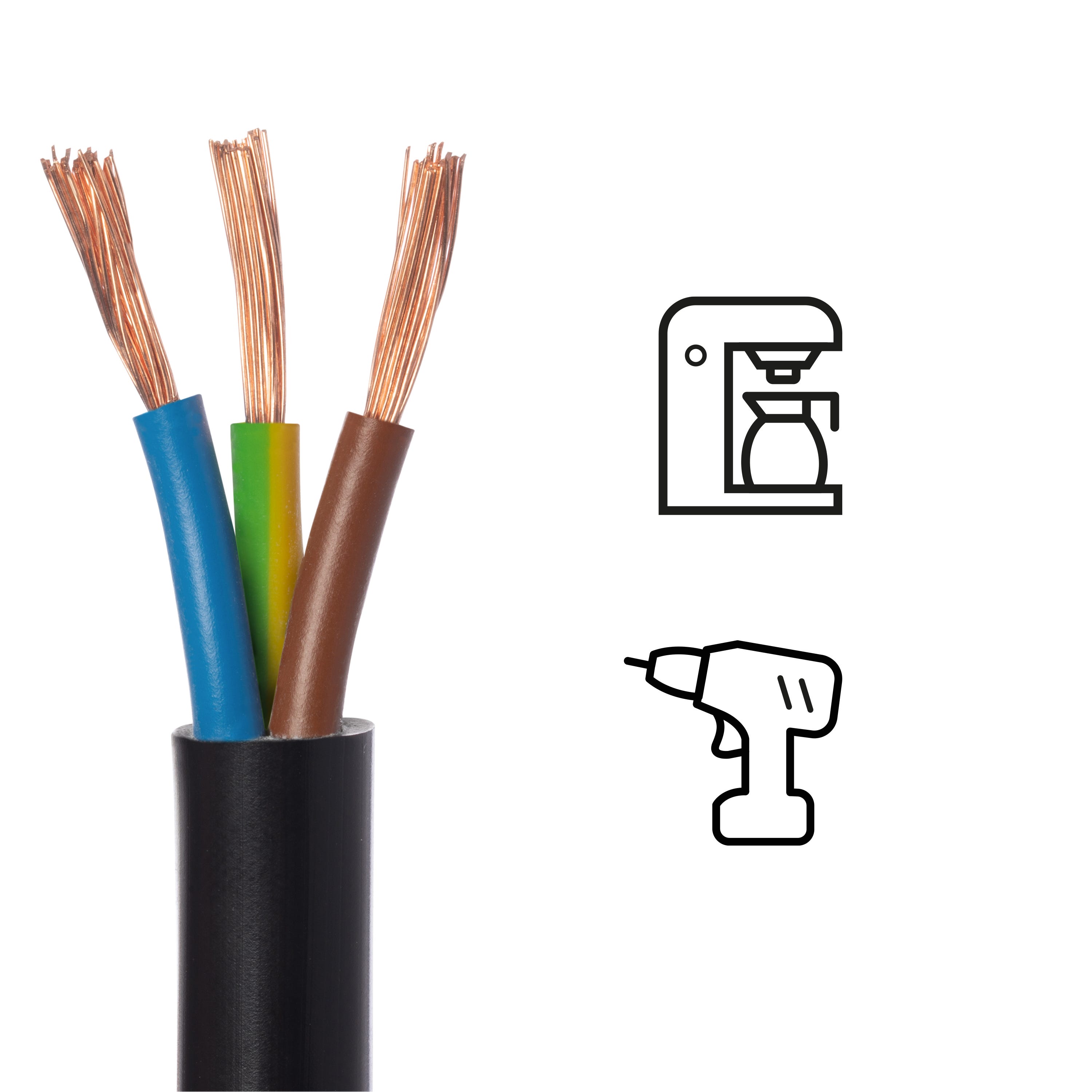 Cable eléctrico flexible H05VV-F 3 x 1.5 mm² L 3 m LEXMAN negro en rollo - 3