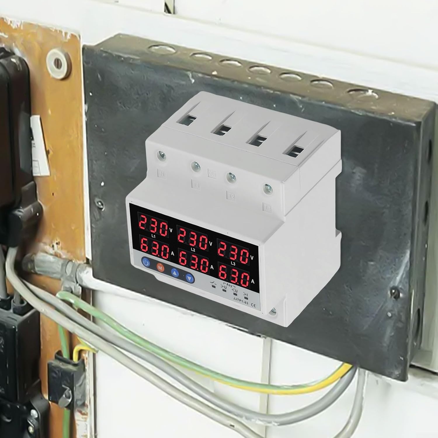 Protection triphasée contre la surtension - 4 fils - Limiteur de courant AC 380 V - Commutateur de transfert automatique - Sélecteur de phase (63 A) - 3