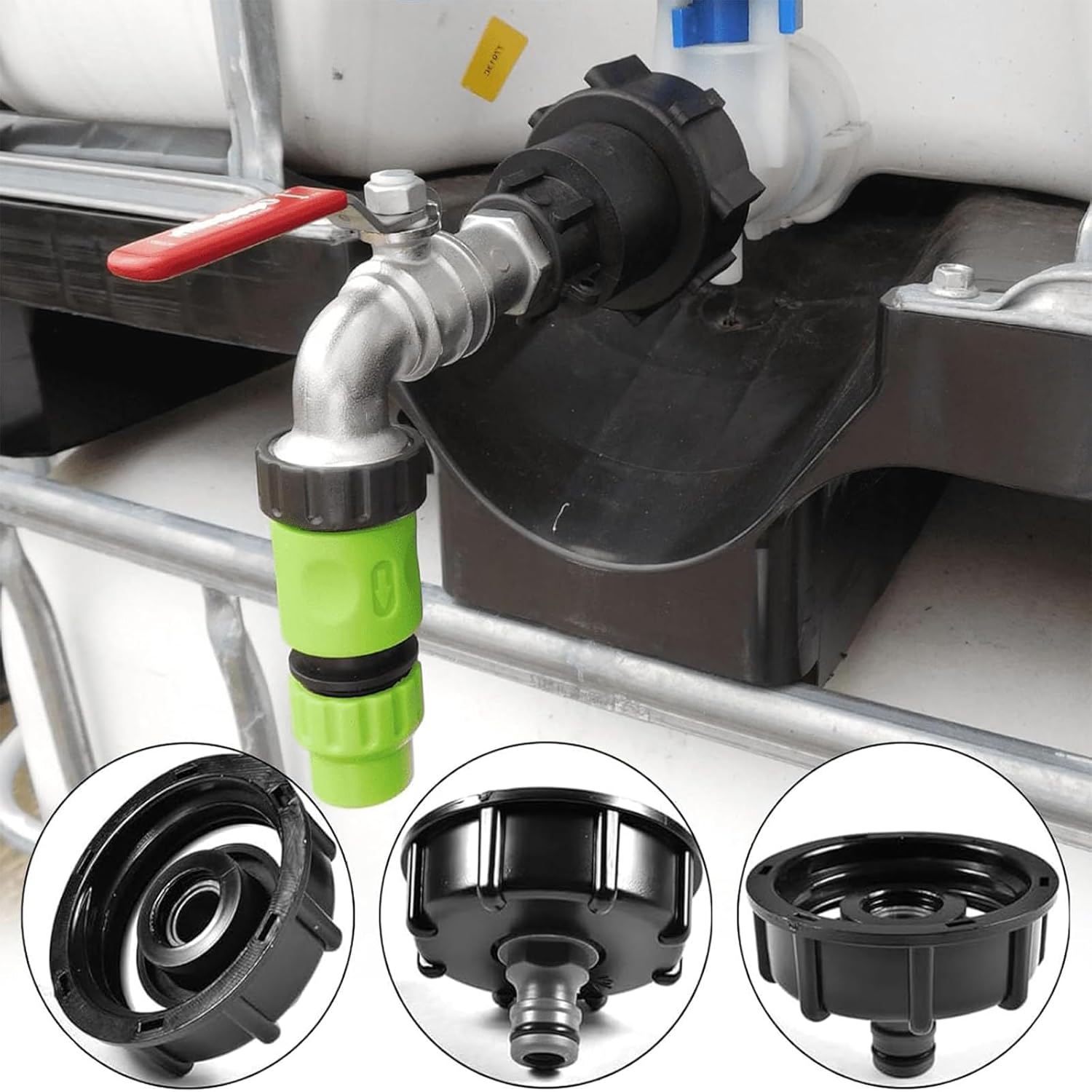Adaptateur pour bouchon de réservoir IBC d'eau - raccord IBC S60x6 - trou fileté de 1/2 pouce - 7