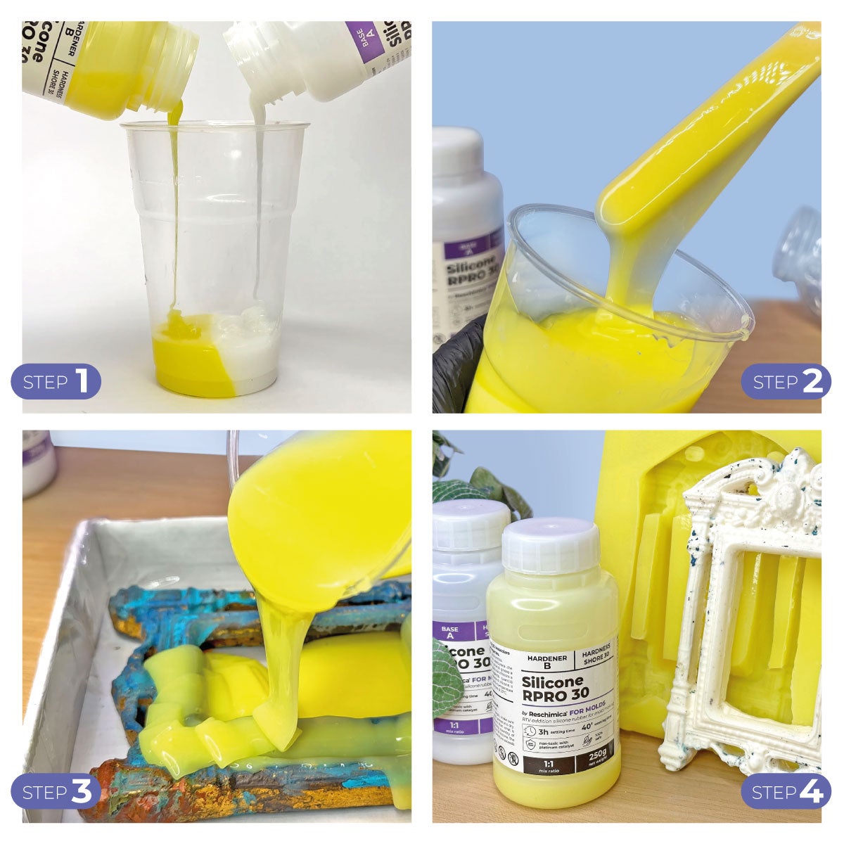 Gomma siliconica 1:1 R PRO 30, Non tossica e semplice da Usare, Resistente agli Strappi, 30 Shore (1 kg) - 3