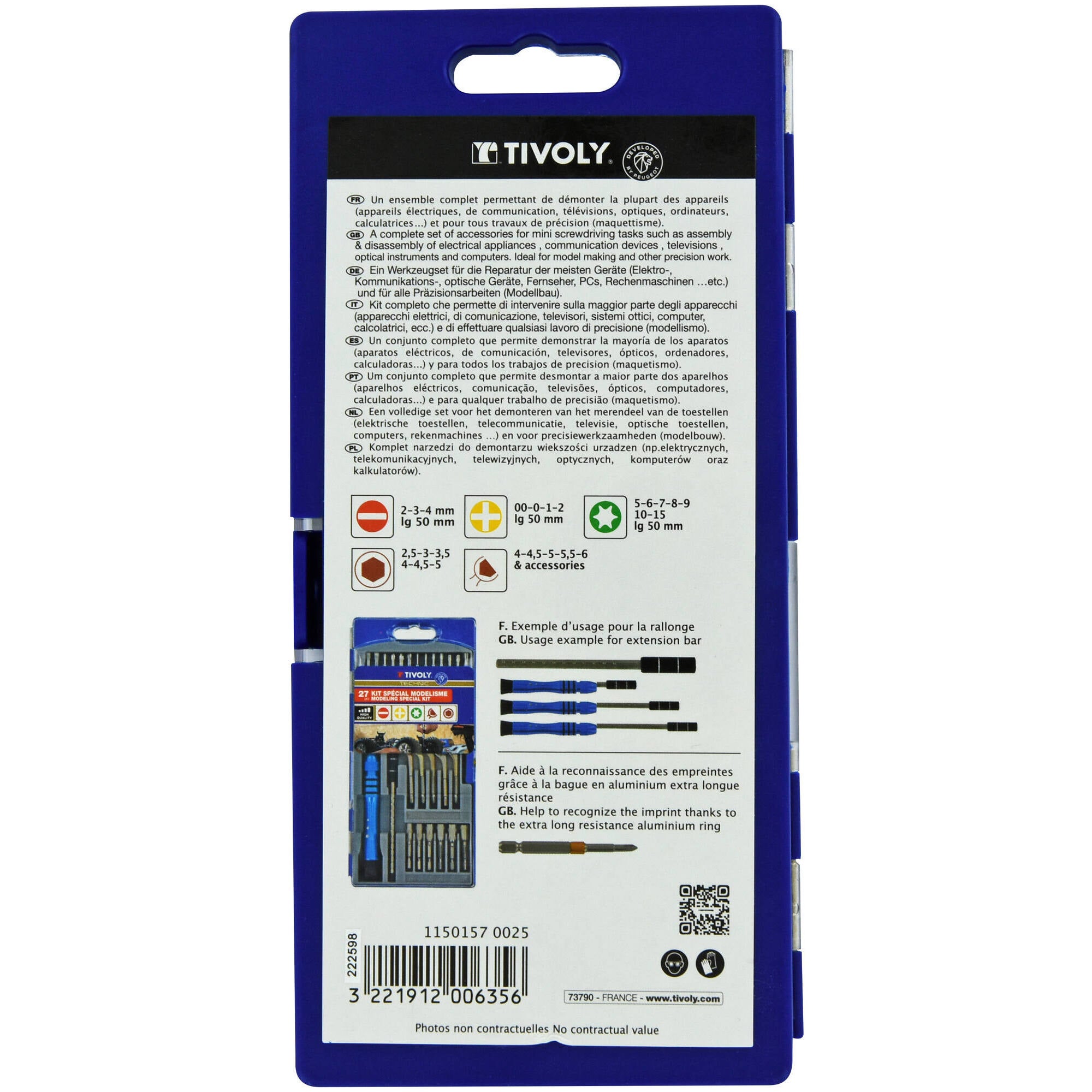 Tivoly • Coffret 27 pièces -14 embouts maquettisme + 5 clés + 6 noix de serrage + 1 rallonge + 1 porte-embout -PRECISION - 3