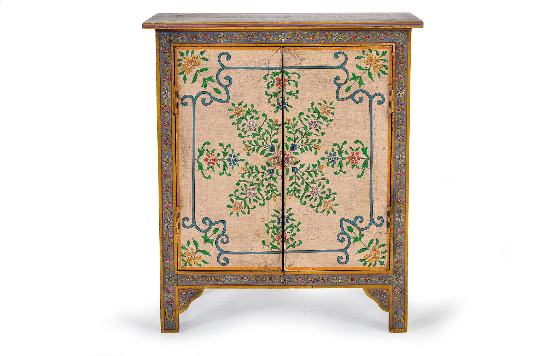 Stolik boczny z drewna mango, 65 cm, rękodzieło etniczne, 77x65x33 GYC