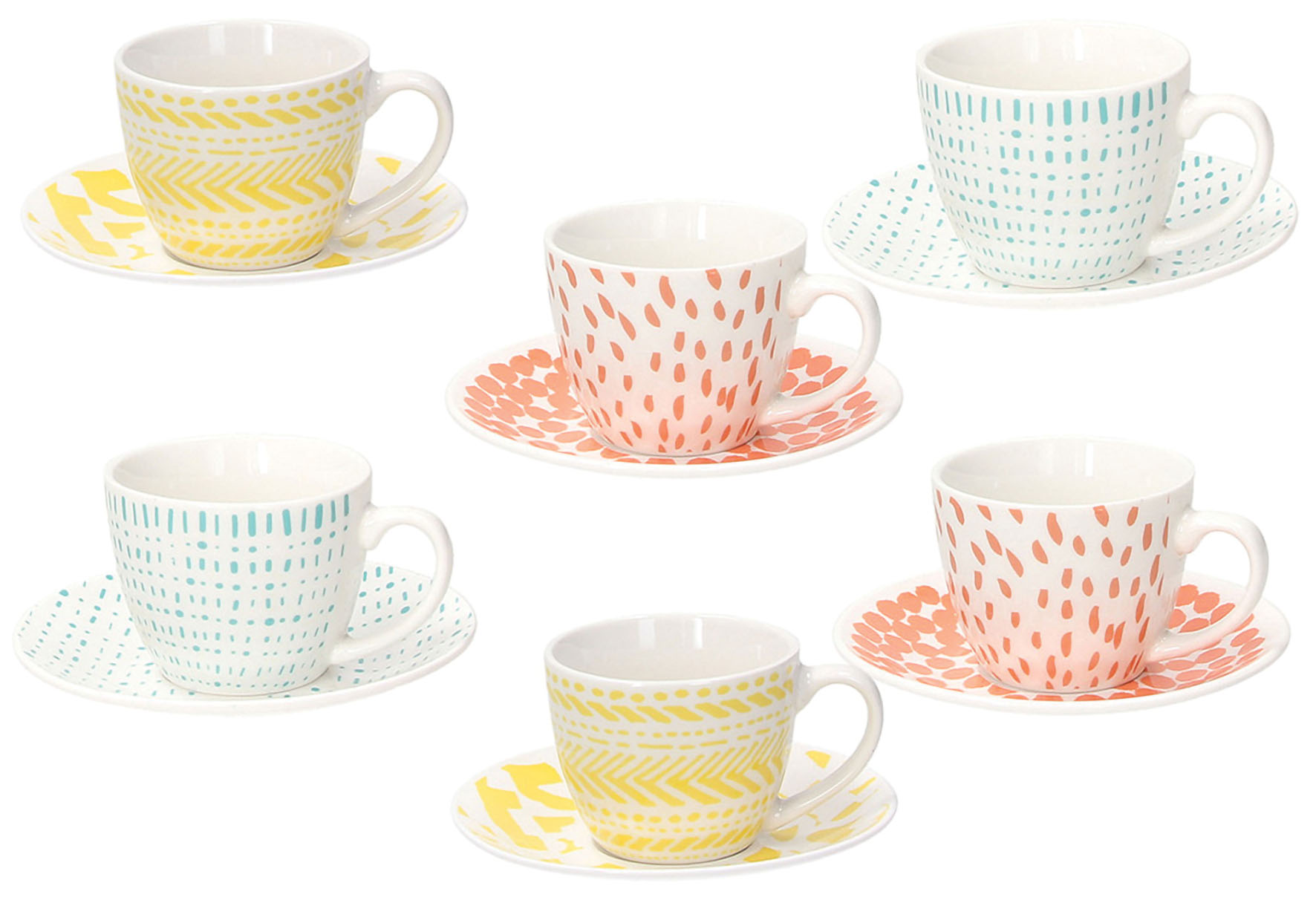 Tazze Caffè Tognana - Set 6 Pezzi In Ceramica, 80 Cc, Con Piattino, Multicolore - Foto 7