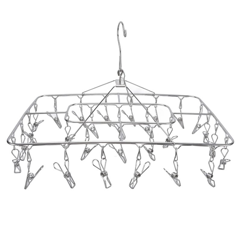 Suszarka do bielizny ze stali nierdzewnej z odstępami między klipsami na ubrania, bieliznę, skarpetki i ręczniki