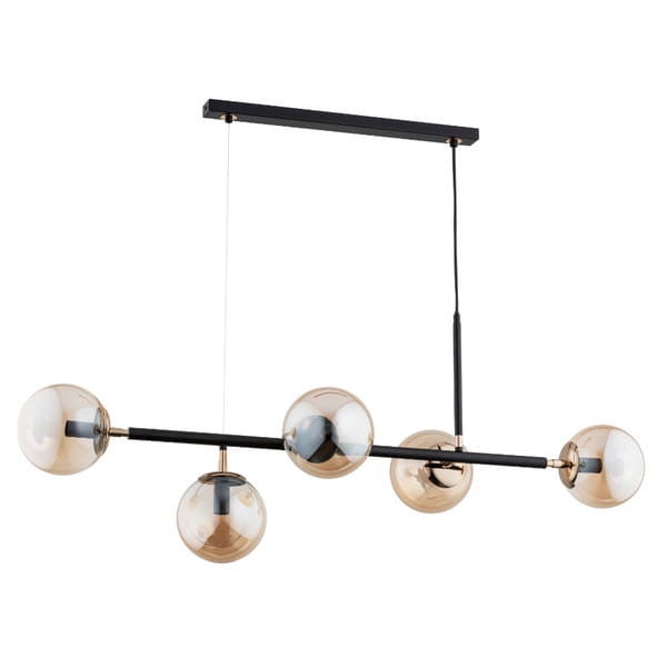 Lampa wisząca Dansa czarno-bursztynowy 5xE14x40W wym: 80 x 110 x 31 cm szkło Alfa