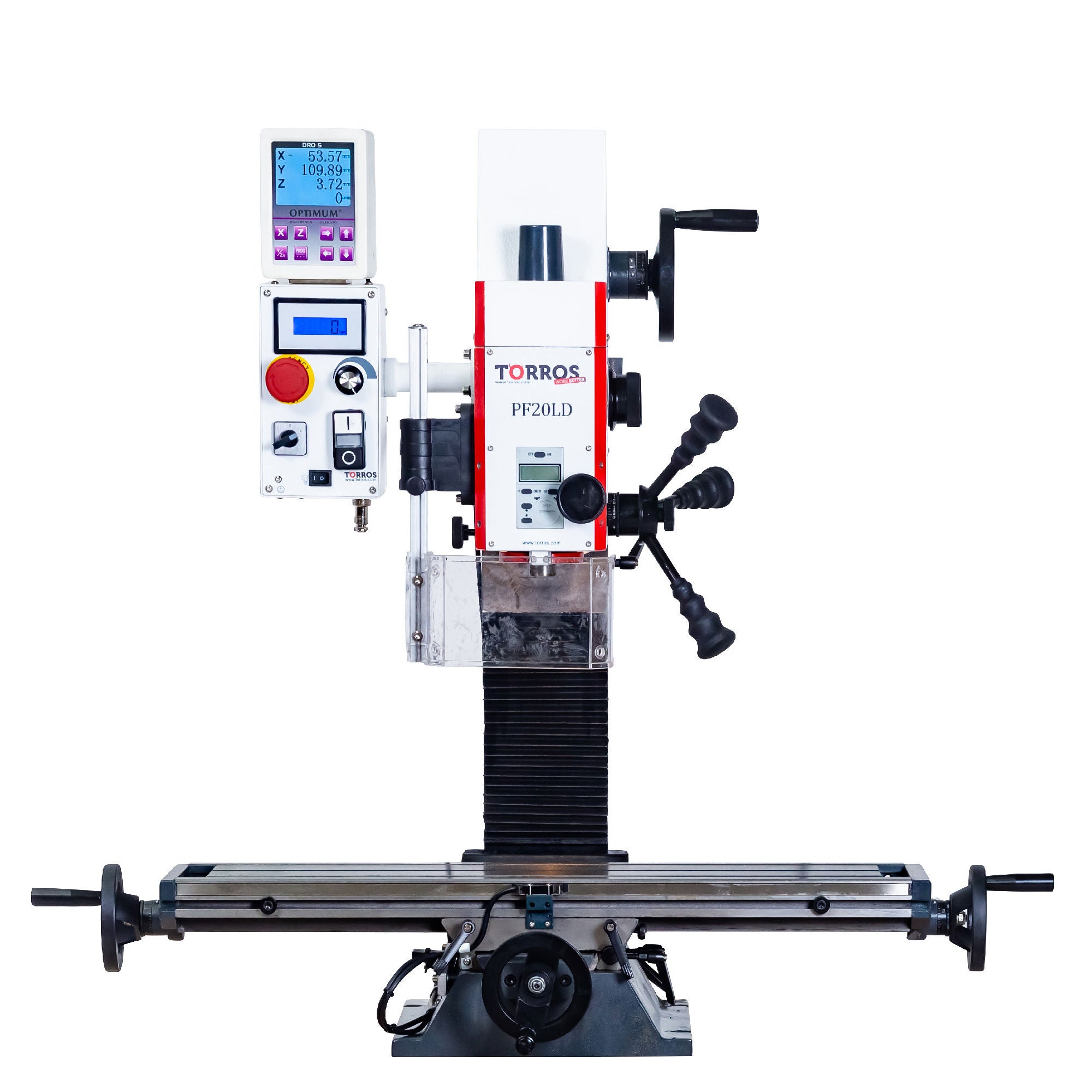 Perceuse-fraiseuse X 480 Y 175 mm Z 280 mm CM2/M10 0,85 kW 230V table longue affichage digital Torros PF20LD VARIO - 2