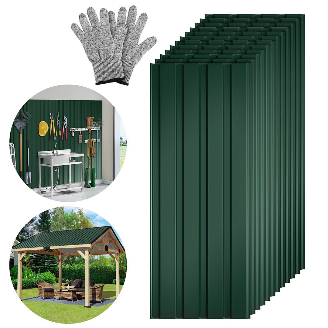 36x chapas onduladas grecadas para tejado, tôles profilées 115x45cm= 18m² galvanisé résistant intempéries tôle ondulée trapézoïdal