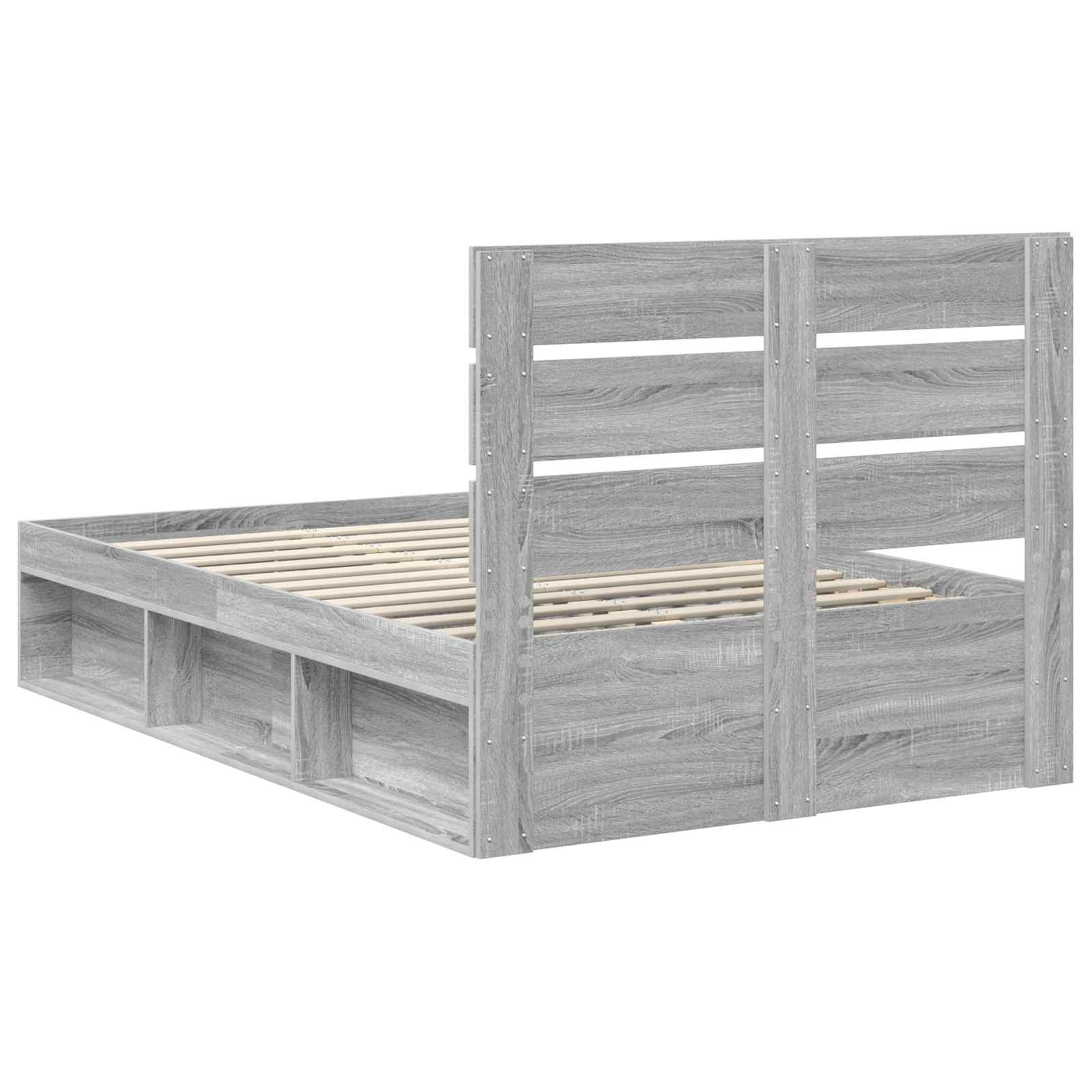 Cadre de lit en pin massif gris pour la chambre, 120 × 190 cm - 9