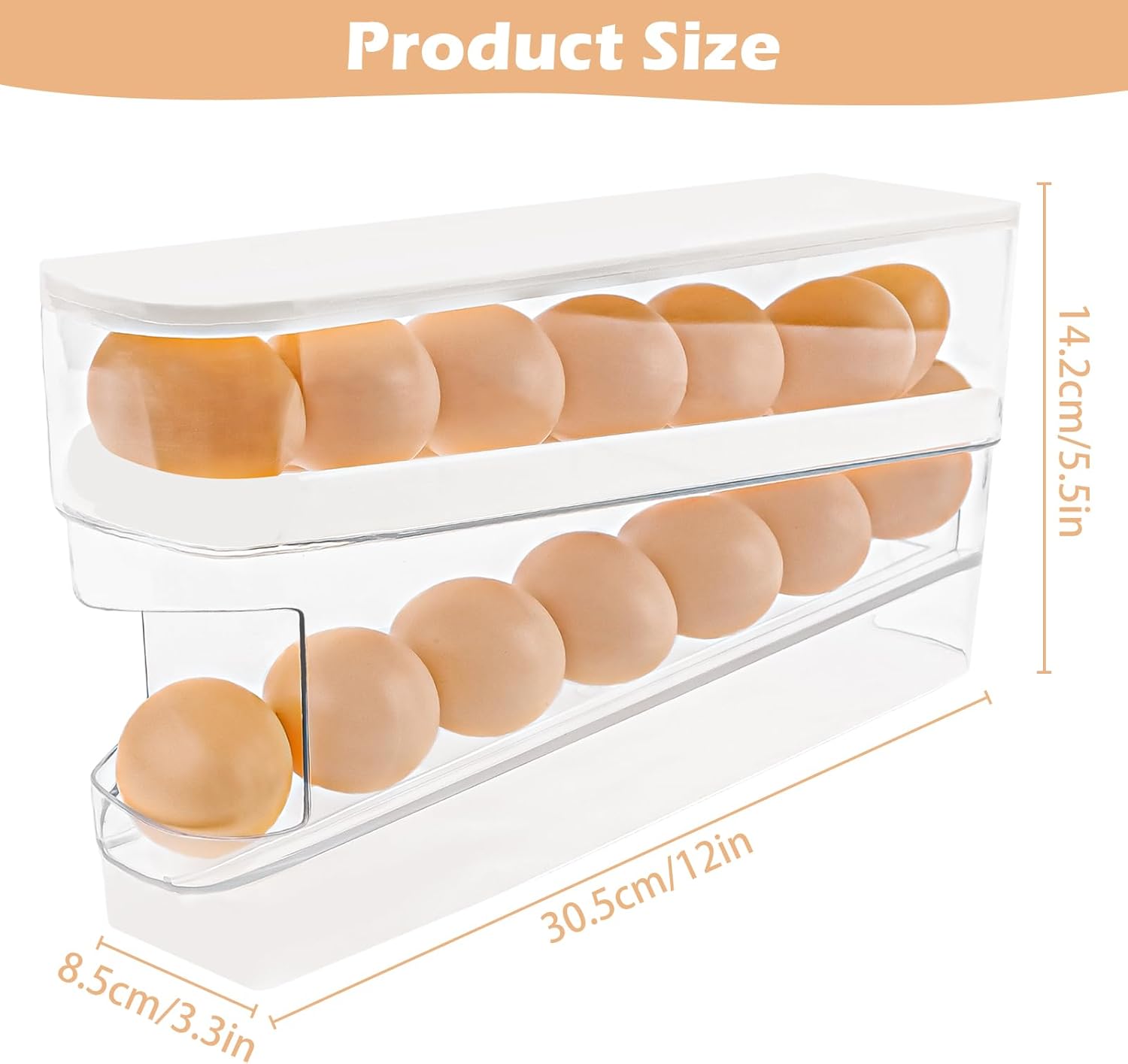Distributeur Œufs Automatique 2 Niveaux Ziyonix – Boîte Roulante Frigo 12-15 Œufs, Gain De Place Cuisine