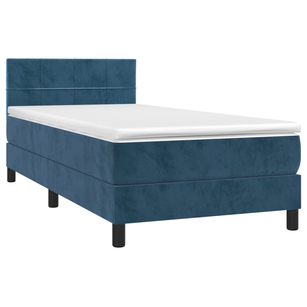 Sommier à lattes de lit avec matelas Bleu foncé 100x200 cm — COMFORTXL - 3