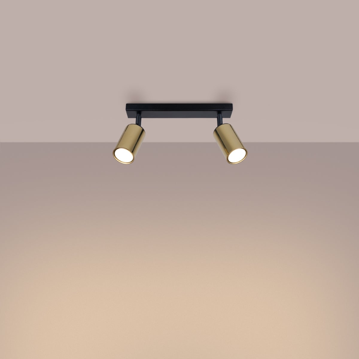 Plafon GLOIS 2 czarny/złoty LED 3000K - 30x6x18.5cm Sollux
