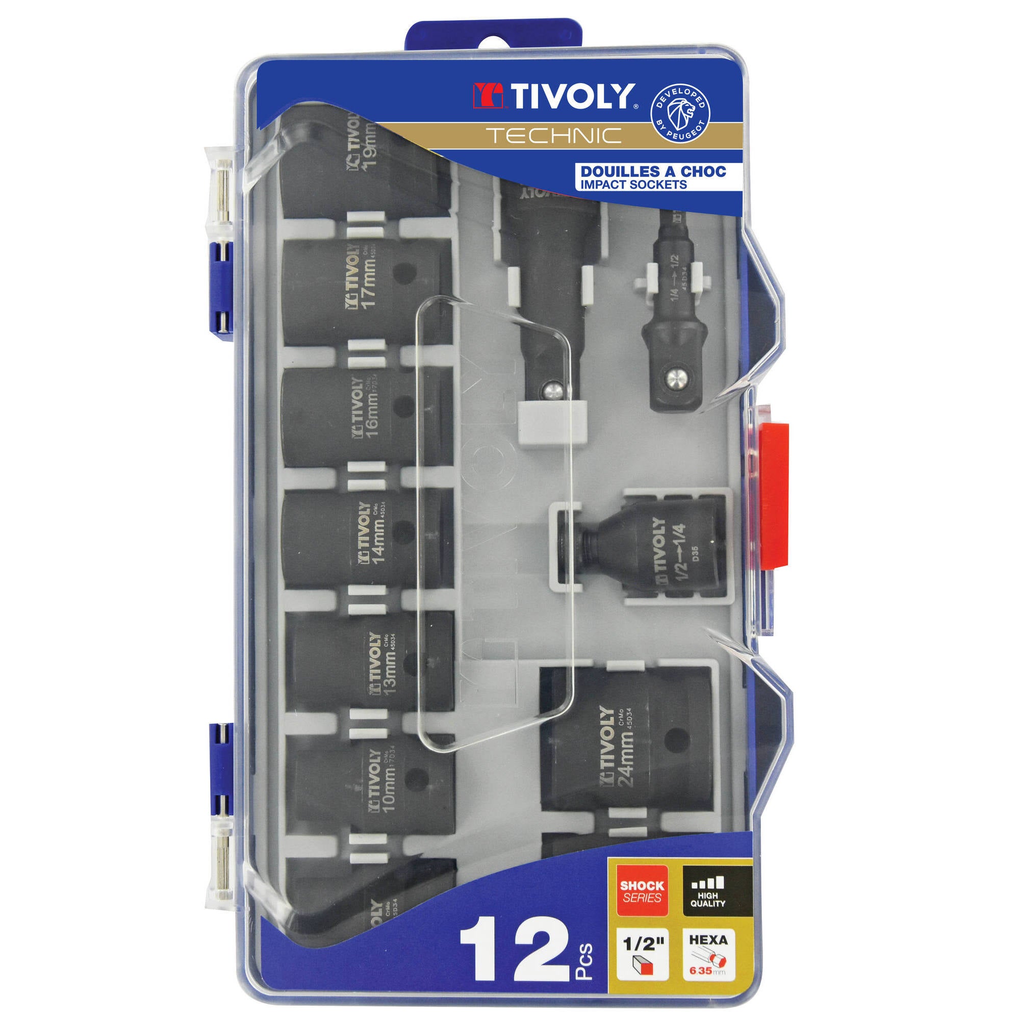 Zestaw Nasadek tivoly 12 elementów Stal Cr-Mo Wytrzymały