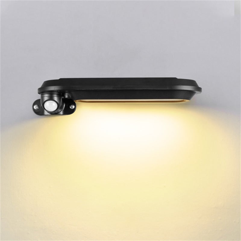 Zewnętrzna lampa ścienna zasilana energią słoneczną - 24*8*3 cm, czarna obudowa, ciepłe światło, dowolnie regulowany kąt nachylenia