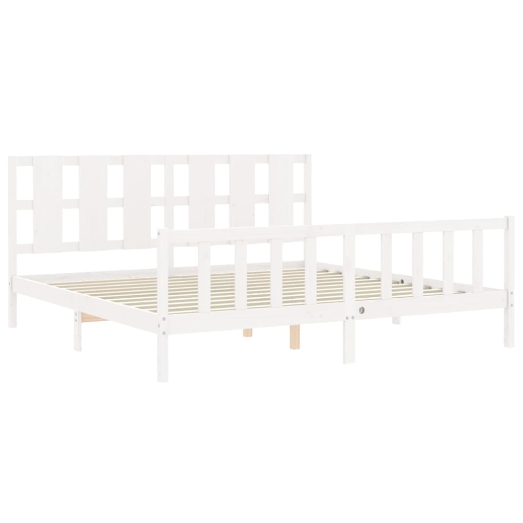 Maison Exclusive - Cama sem colchão 200x200 cm madeira de pinho maciça branco - 5