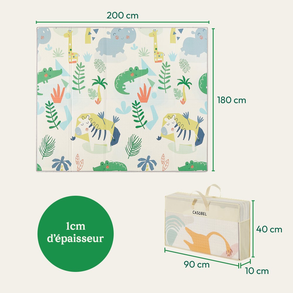 CASABEL Tapis d’Éveil Bébé 180×200 cm, Pliable, Motifs Jungle - 6