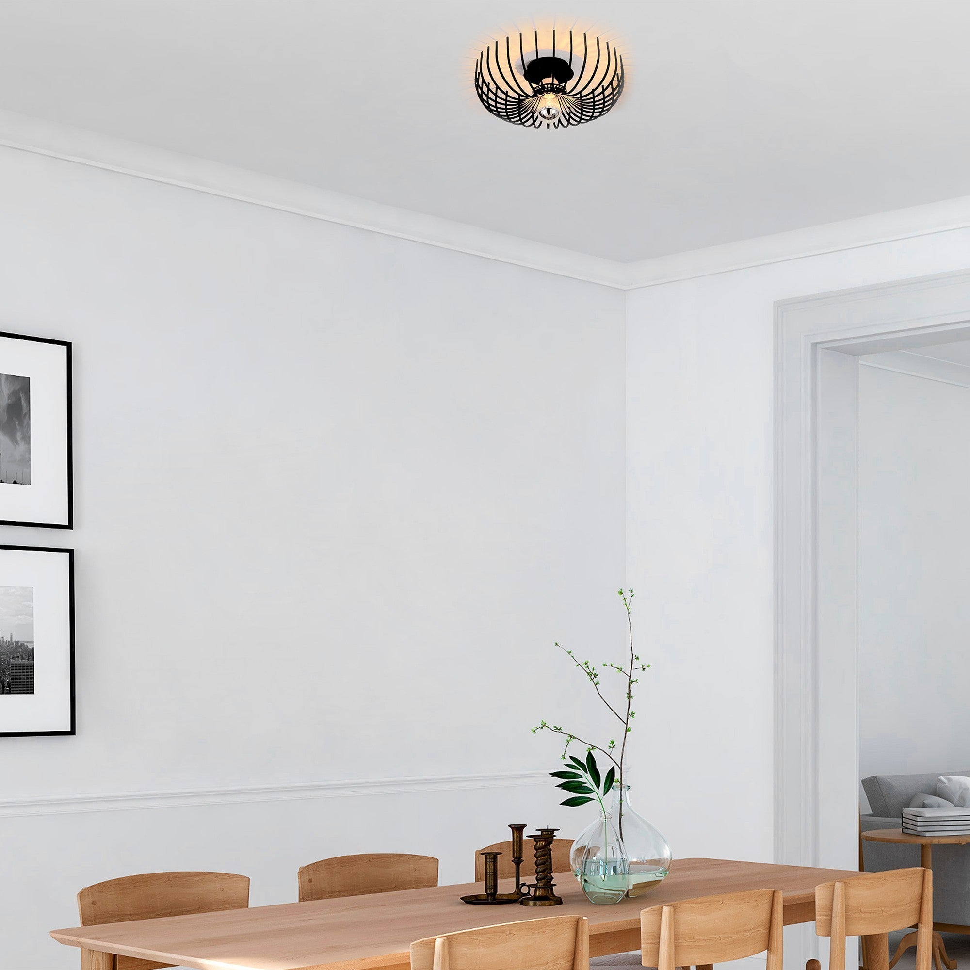 Lampa sufitowa ASPENDOS, z metalowego drutu – 36&amp;nbsp;×&amp;nbsp;12 cm (śr. ×&amp;nbsp; wys.) – kolor czarny