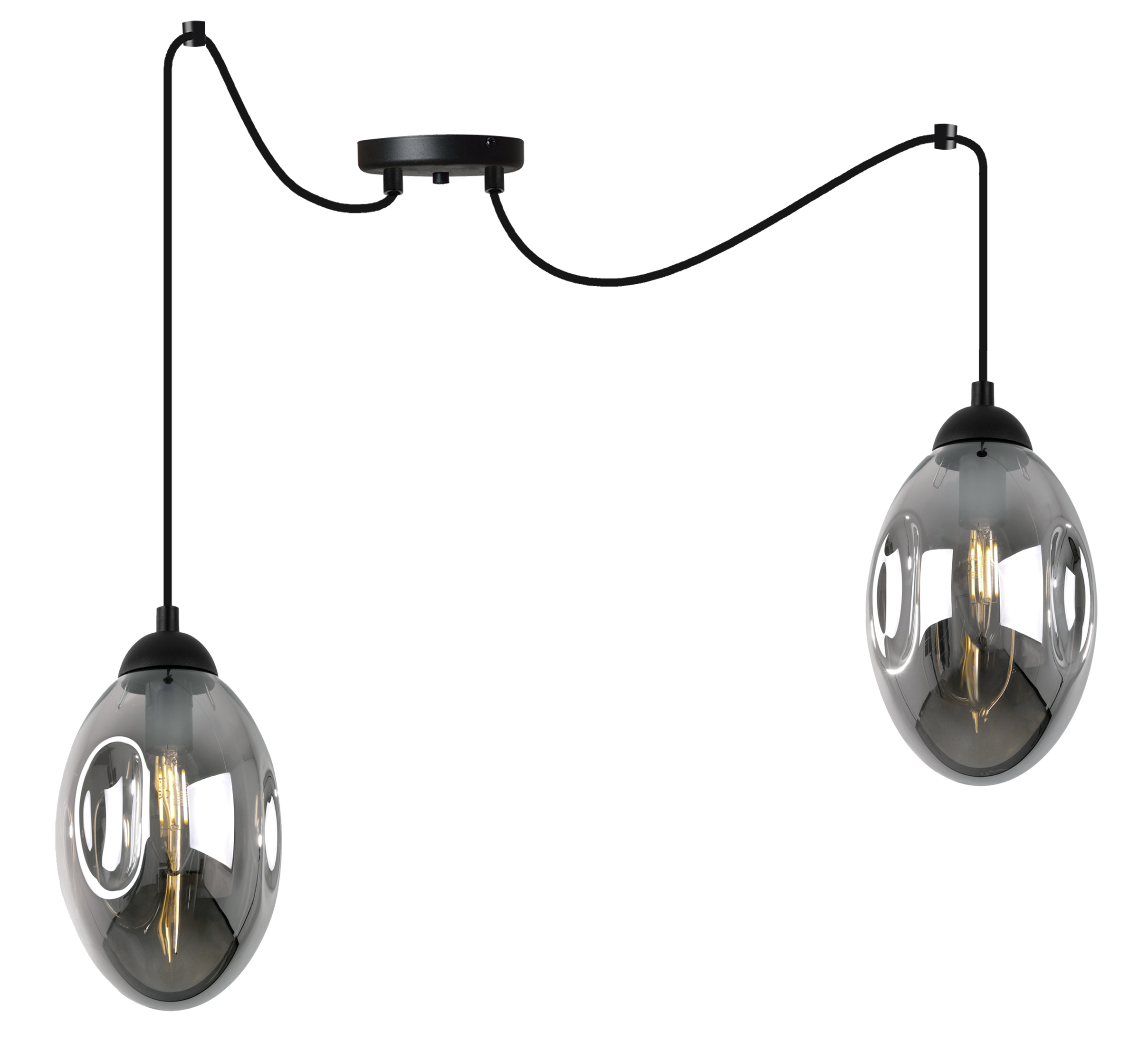 Lampa sufitowa wisząca elegance Vigo 2xE14 klosz owalny pająk grafitowy Light Home LH
