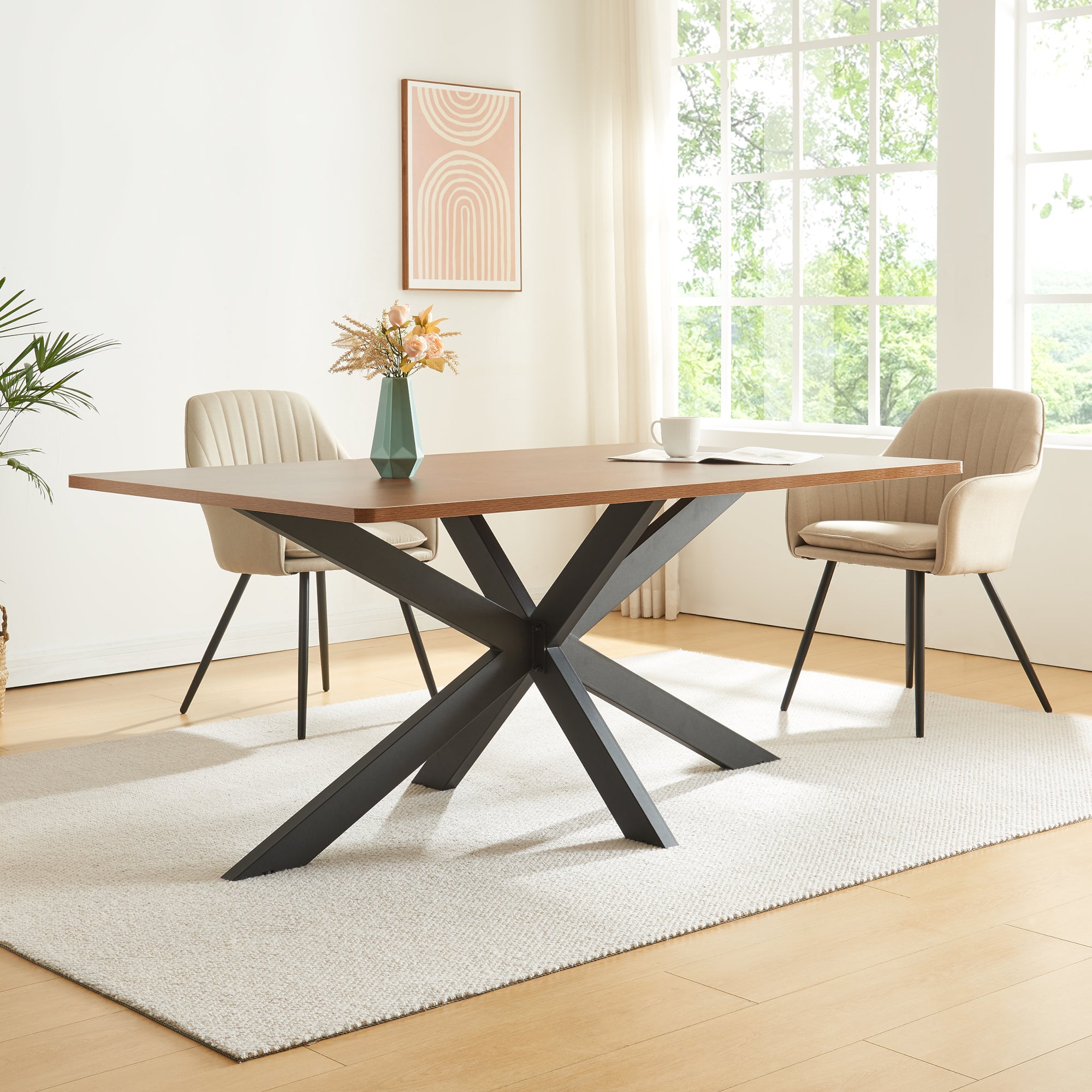 Structure de table Oberau acier 150 x 78 x 71 cm noir [en.casa] - 4