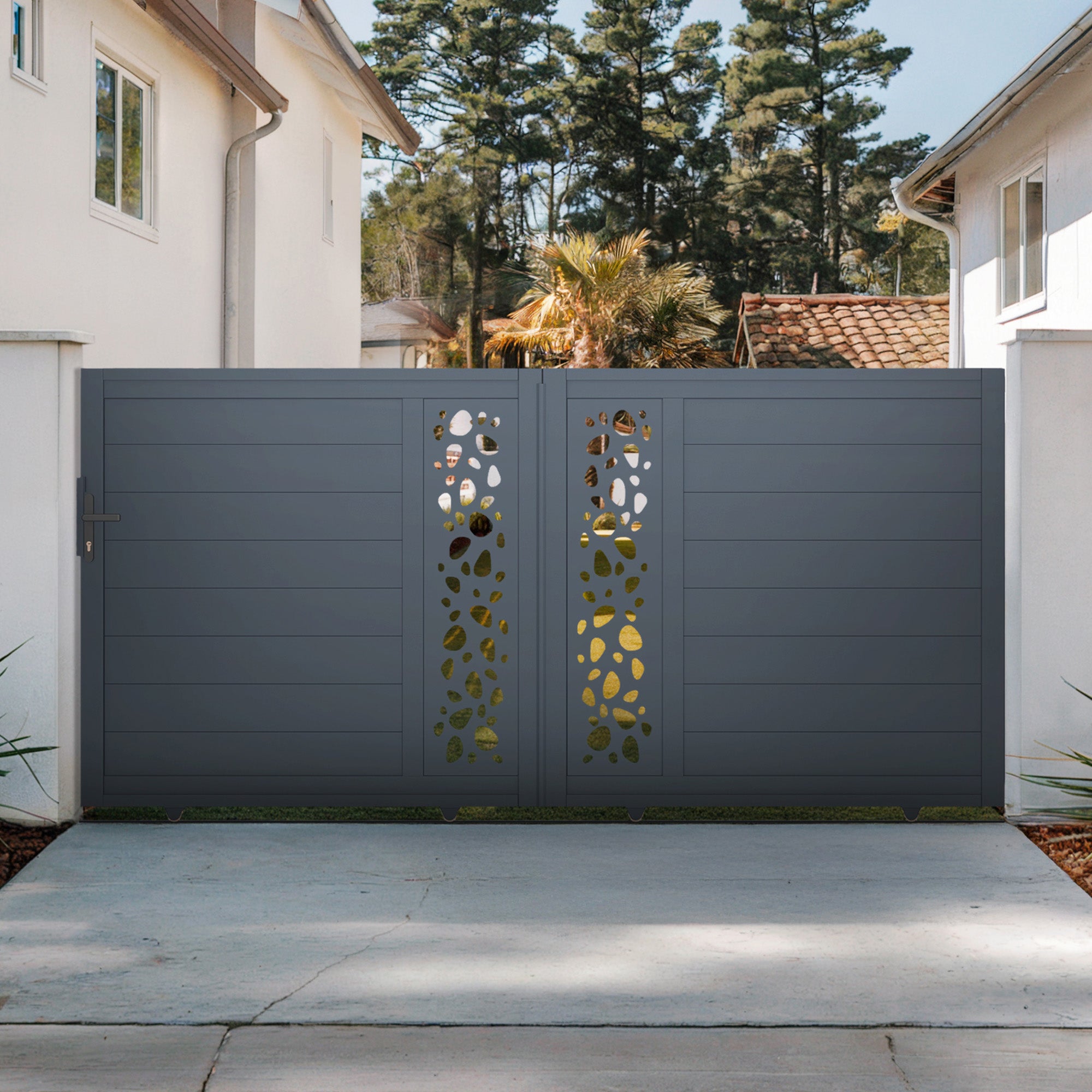 Brama przesuwna 4m SUNNY wys. 140cm szare aluminium