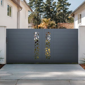 Portail Coulissant Alu 3m VEYMONT H.140cm Gris Anthracite - Design Ajouré, Facile à Monter