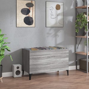 Armoire à Vinyles VidaXL – 100x38x48 Cm, Design Moderne, Bois D’ingénierie Et Pieds En Fer – Rangement Pour Tourne-disque Et LP