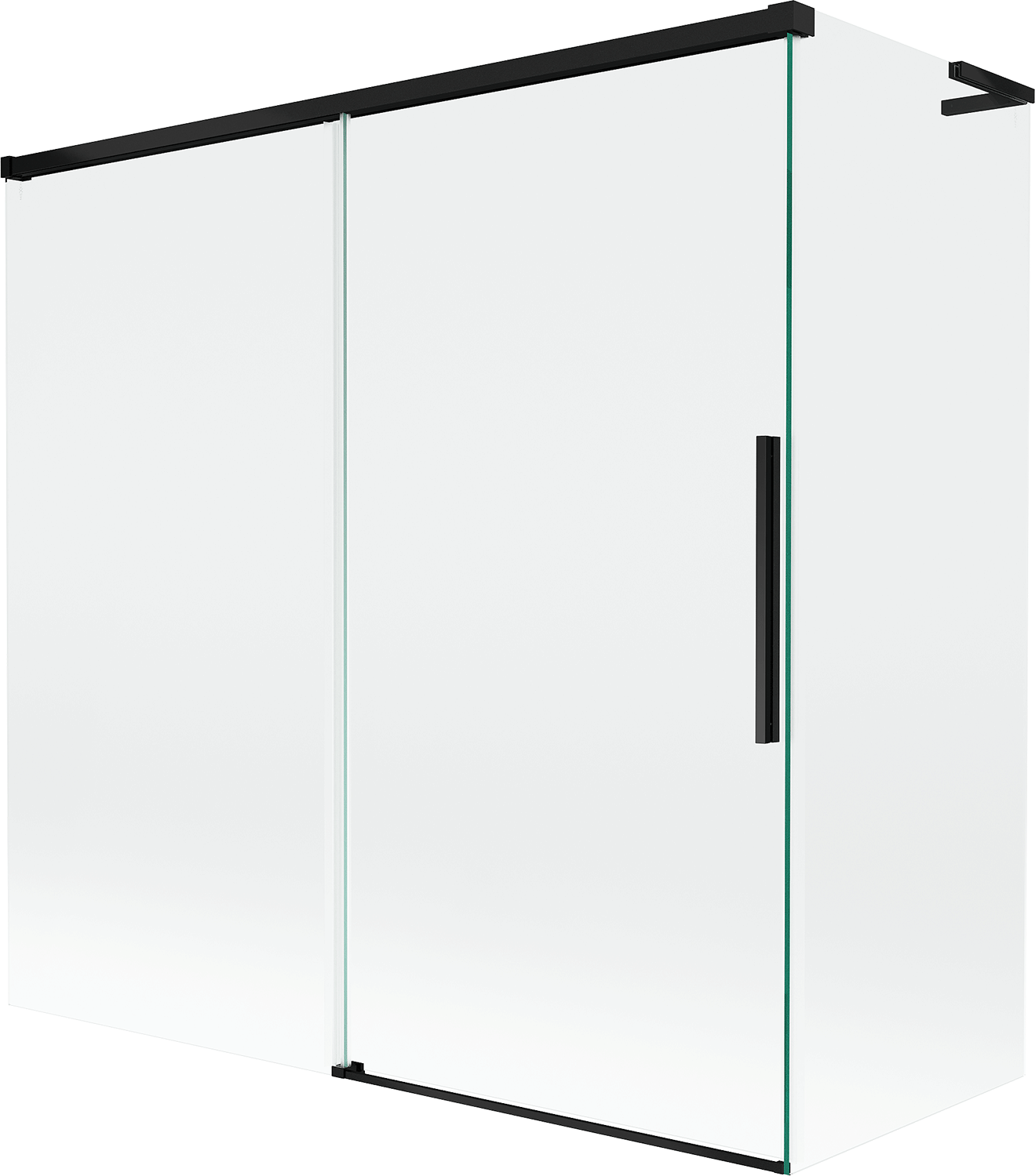 Mexen Rox L parawan nawannowy 2-skrzydłowy rozsuwany 160 + 70 x 150 cm, transparent, czarny - 8C9L-160-070-70-00