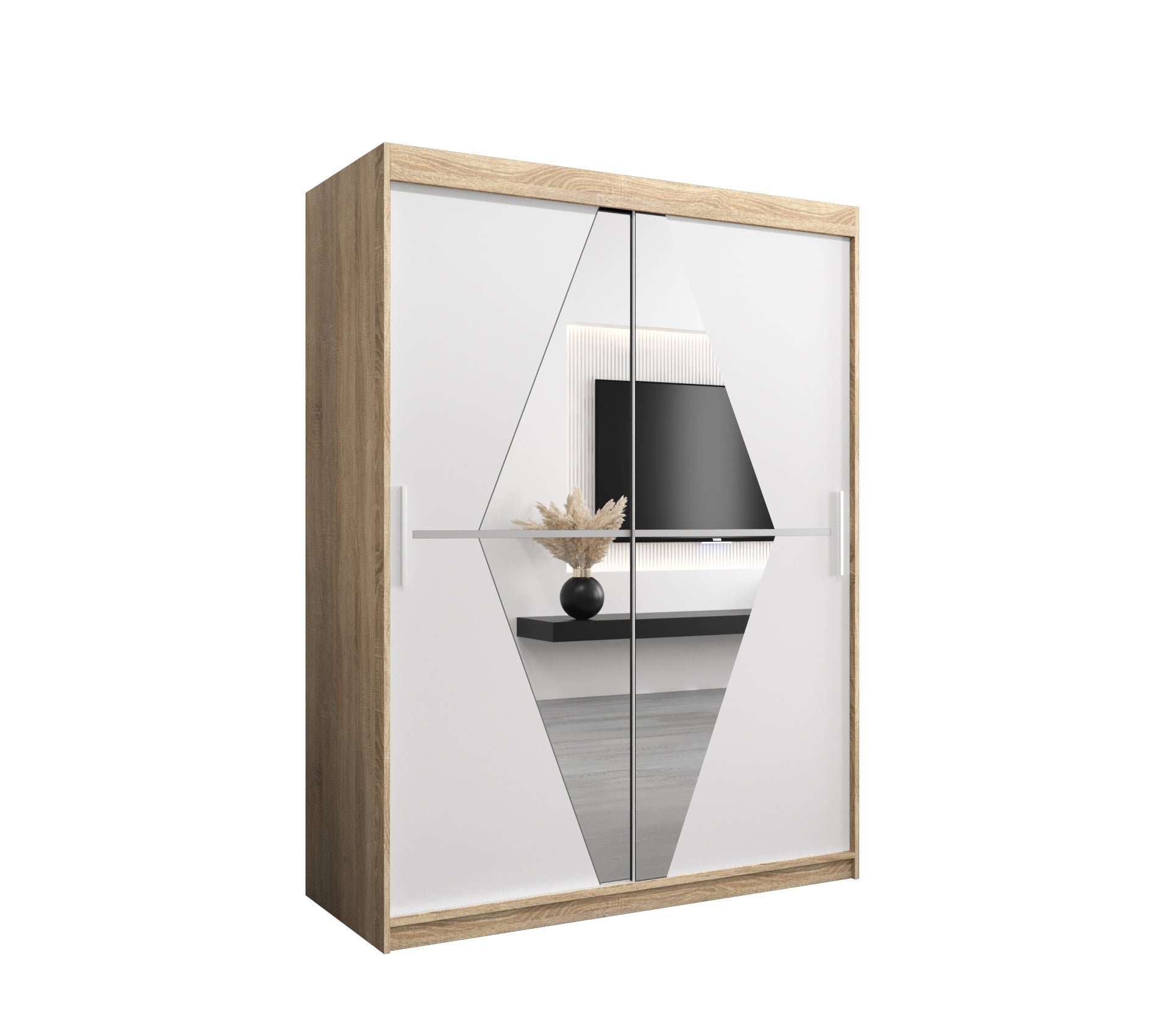Szafa przesuwna garderoba BOLIWIA 150 x 62 x 200 cm Sonoma + Biały - Abiks Meble
