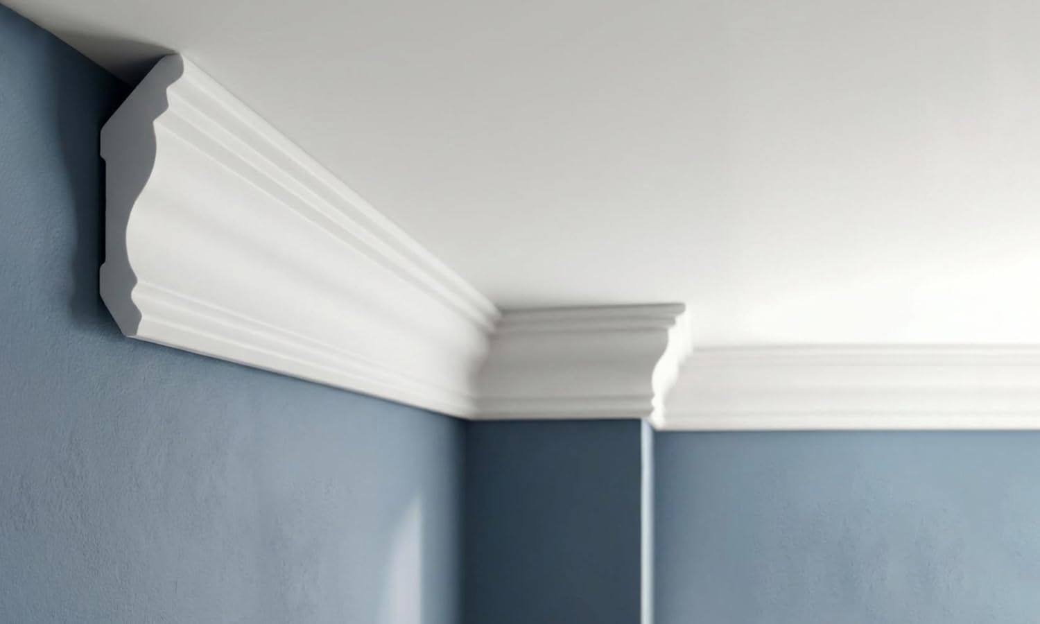 Cornisas 100 cm – molduras decorativas para pared y techo en PS, ligeras, resistentes, pintables, fácil instalación JC80-W - 4