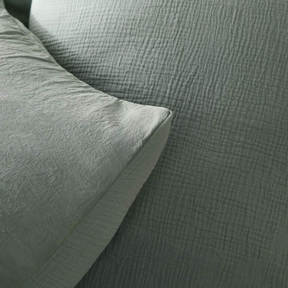 Housse de couette gaze de coton/coton lavé, Kumco - Sauge - 200 x 200 cm - 4
