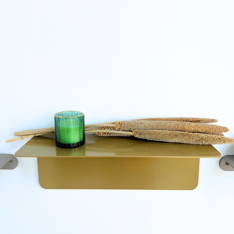 Etagère murale en L DECO-GEM, acier finition époxy doré. 2 poses possibles. L.45 x H.15 x P.15,49 cm - 3