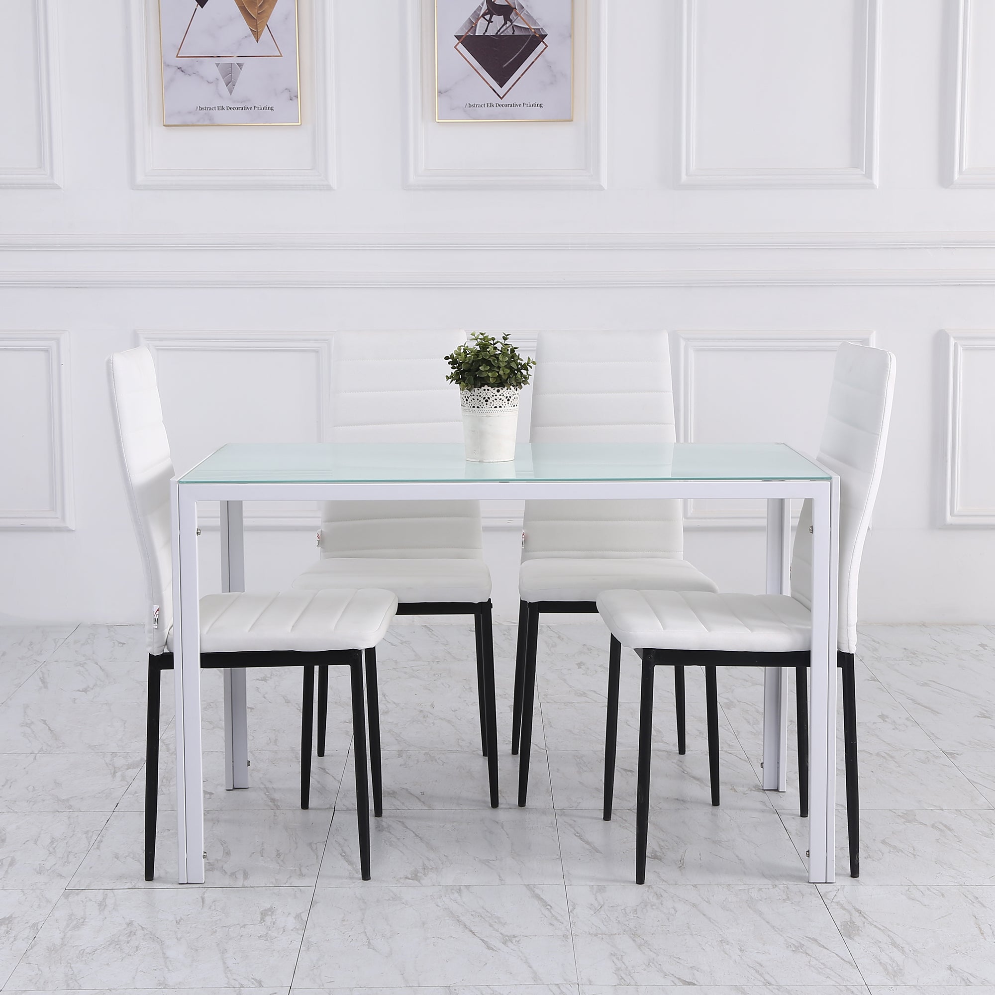 HOMCOM Set 4 Sedie Imbottite per Soggiorno o Sala da Pranzo, Sedie da Cucina Moderne, in Metallo e Tessuto Bianco - 9