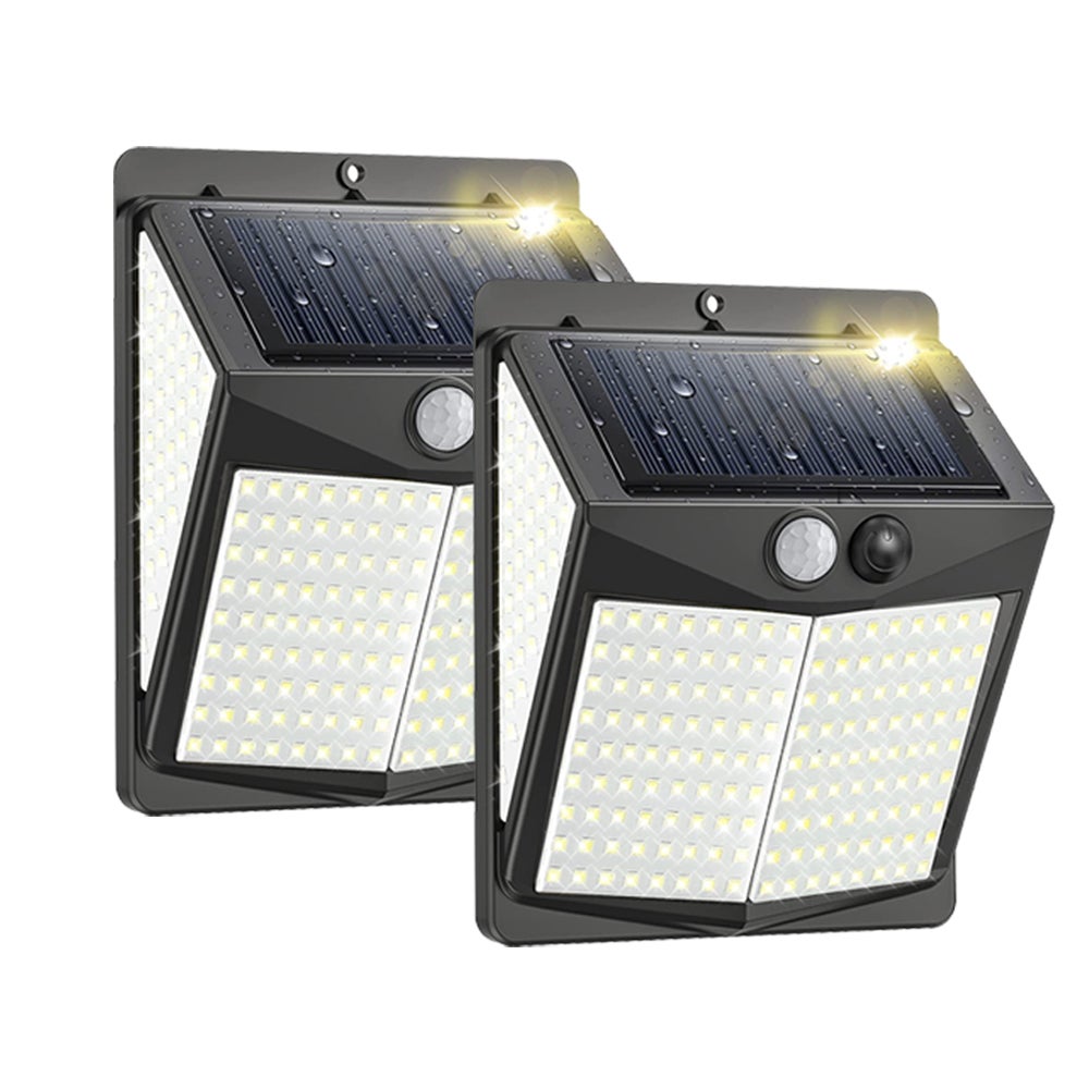 Zewnętrzne lampy solarne 2 szt. Czujnik ruchu kinkiet IP65 wodoodporna solarna lampa bezpieczeństwa 238 LED z 3 trybami oświetlenia