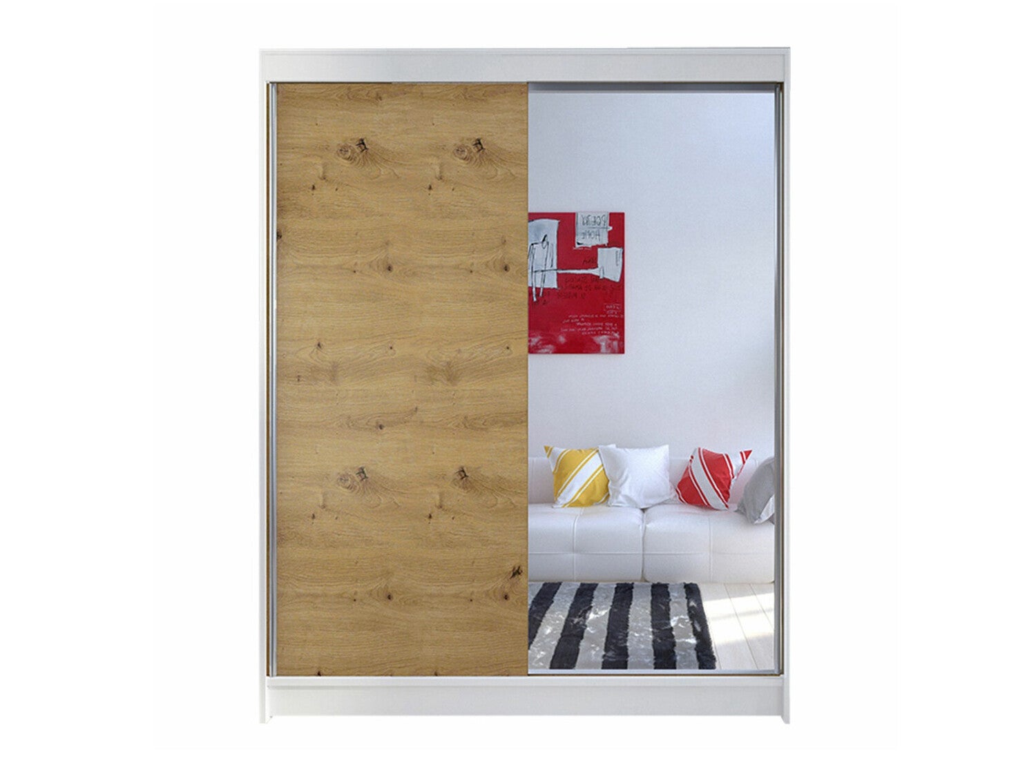 Rauch Armoire Coulissante Caracas Chêne Artisan 136x210x62cm - Made In Germany