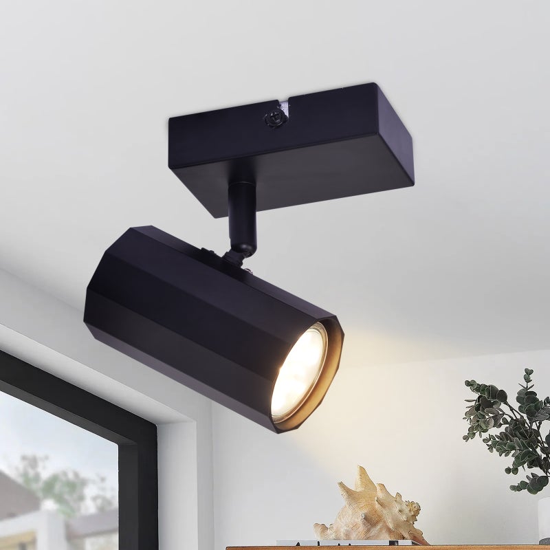 ZMH Lampa sufitowa 1-żarówkowa, metal w kolorze czarnym vintage, żarówki GU10 regulowane (350°), 40 W