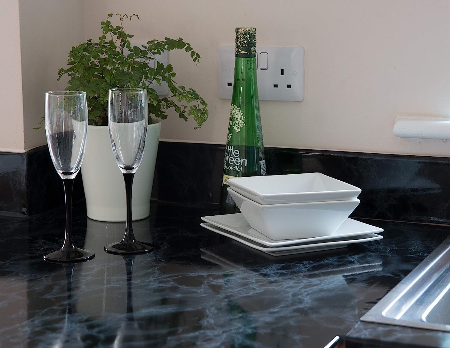 d-c-fix Pellicola Adesiva per mobili Pietra Marmo nero PVC plastica vinile impermeabile decorativa per cucina, armadio, porta carta rivestimento 45 x - 3