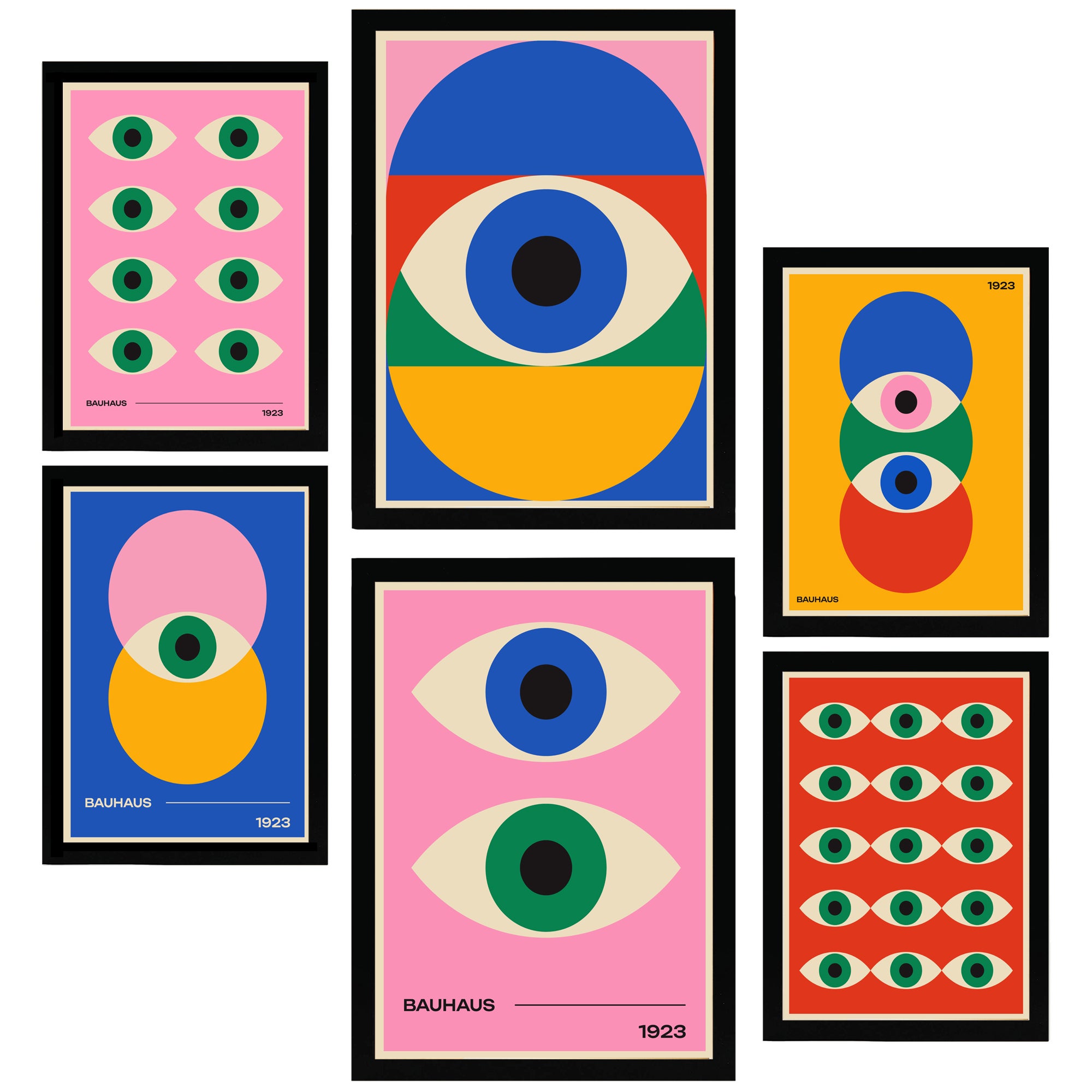 Lot De 6 Affiches Bauhaus Nacnic - Formes Géométriques Couleurs Vibrantes A3/A4