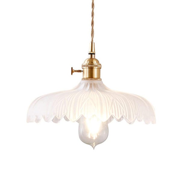 Industrialny, dekoracyjny żyrandol - szklany abażur w kształcie kwiatu w stylu , 24 x 14 cm - regulowana lampa wisząca 1,5 m (gwint E27, bez żarówki)