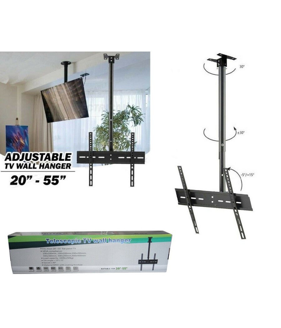 Staffa Tv 55 Pollici Supporto TV A Muro Meliconi - Doppio Braccio Estensibile Per TV Da 14 A 32 Pollici, Inclinabile E Regolabile Staffa Tv 14-32 Pollici