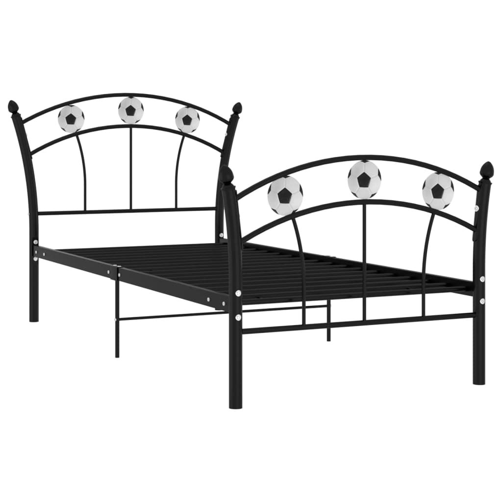 Łóżko Metalowe Czarne Rama Łóżka Ze Stelażem Do Sypialni Pokoju 90x200 cm